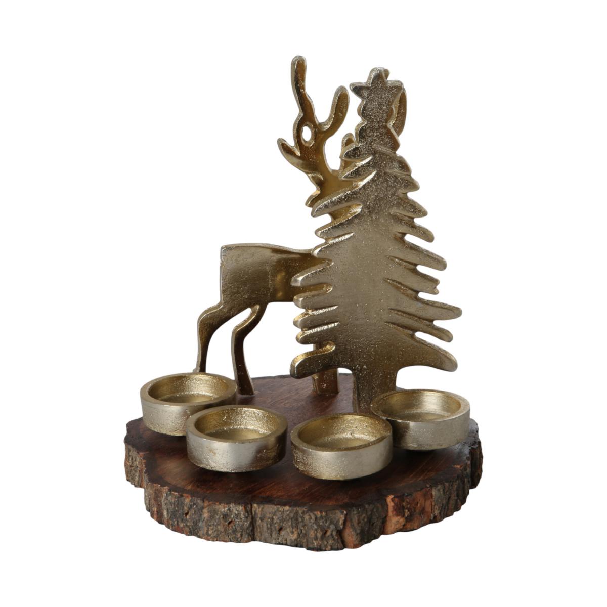 Kerzenhalter Baum und Hirsch gold