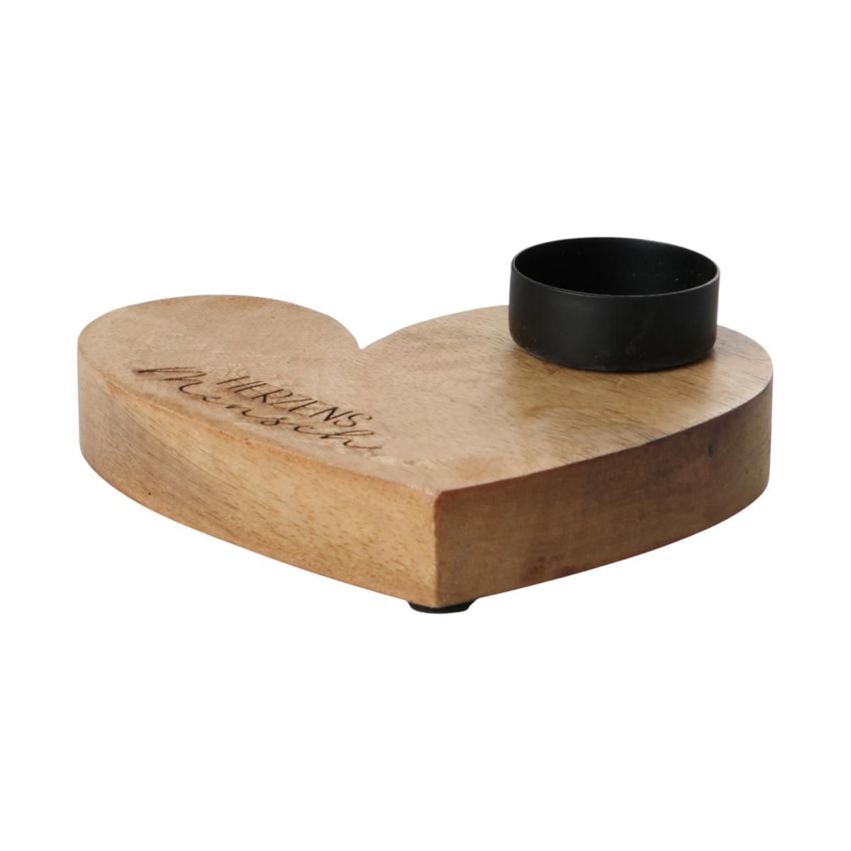 Holzherz mit Kerzenhalter