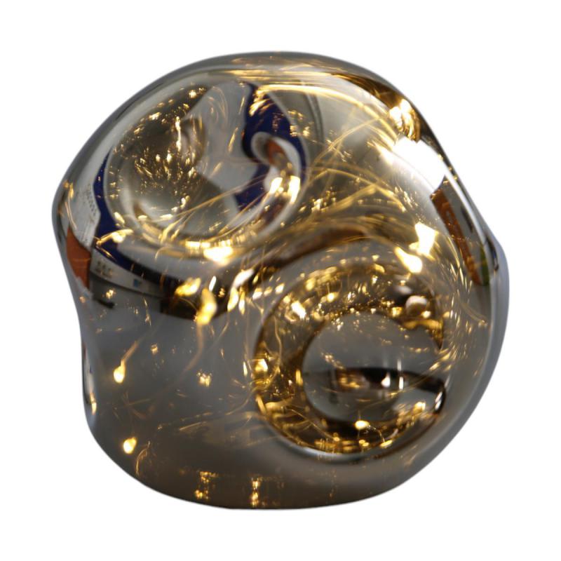 LED-Glaskugel mit Luftblasen-Design grau