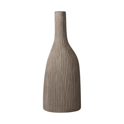 Vase mit Rillen teracotta