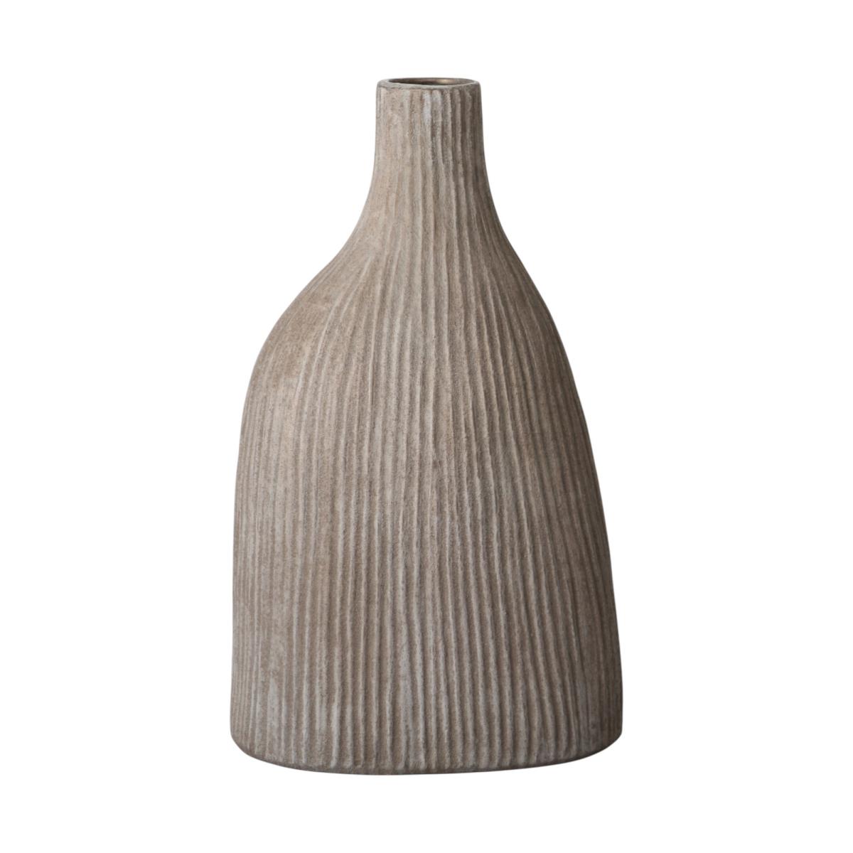 Vase mit Rillen teracotta