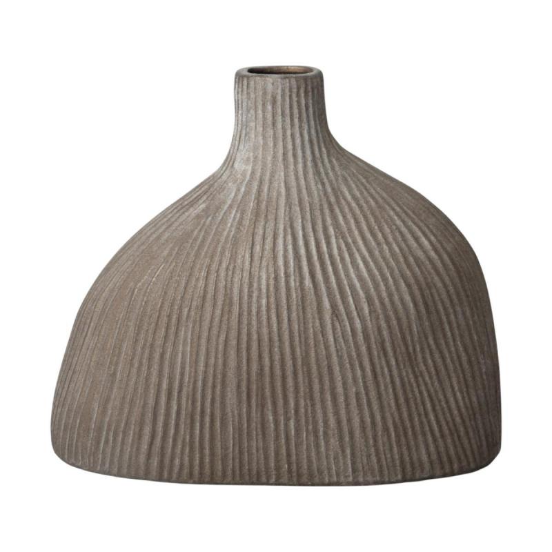 Vase mit Rillen teracotta