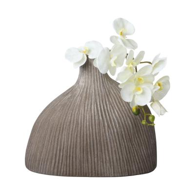 Vase mit Rillen teracotta