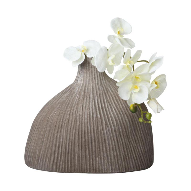 Vase mit Rillen teracotta