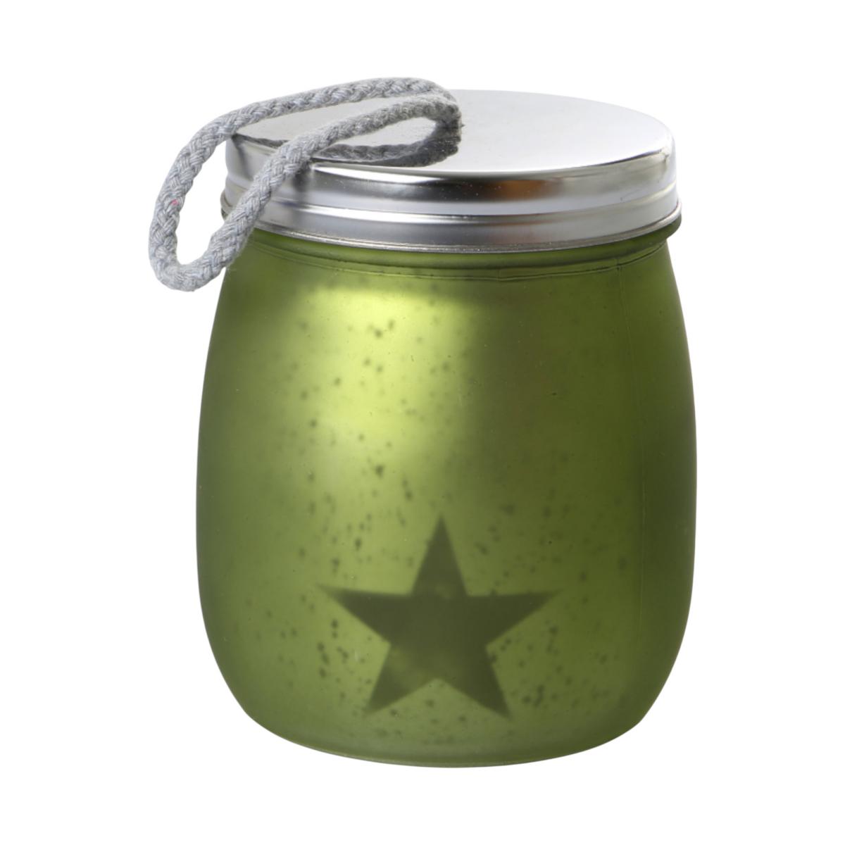 LED-Windlicht Stern mit Deckel gr&uuml;n