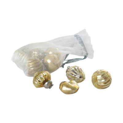 Glas Oranmente im Organzabeutel gold