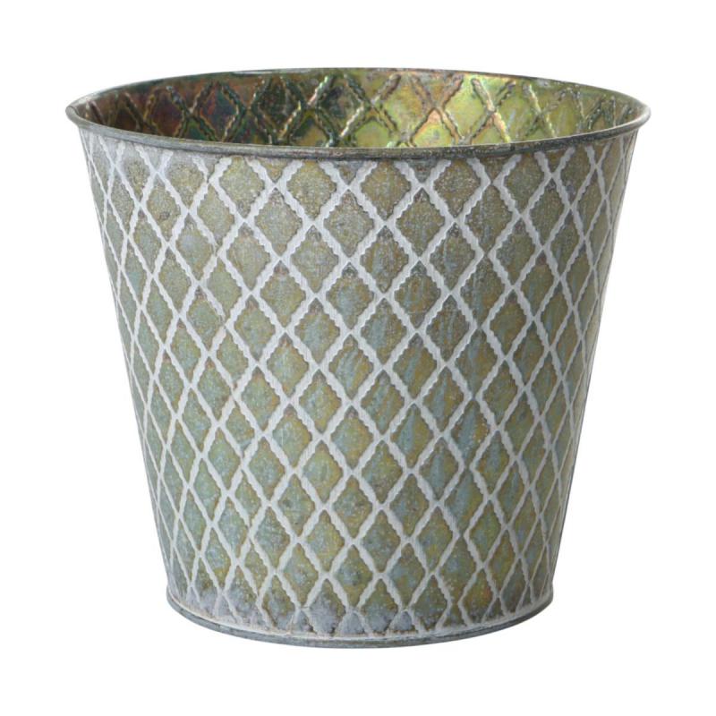 Blechtopf für 16er grün mit Rautenmuster