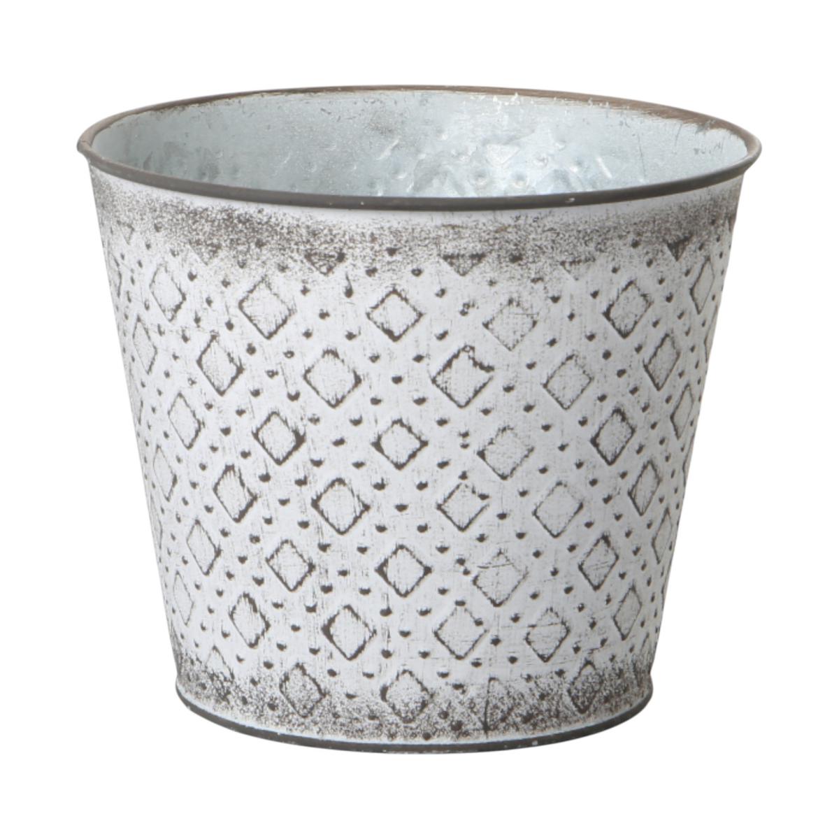 Blechtopf für 12er weiß mit Rautenmuster