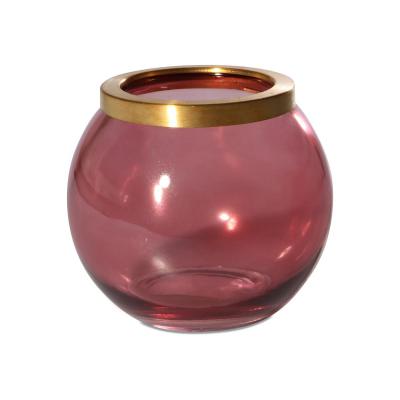 Teelichtglas bauchig mit Goldrand