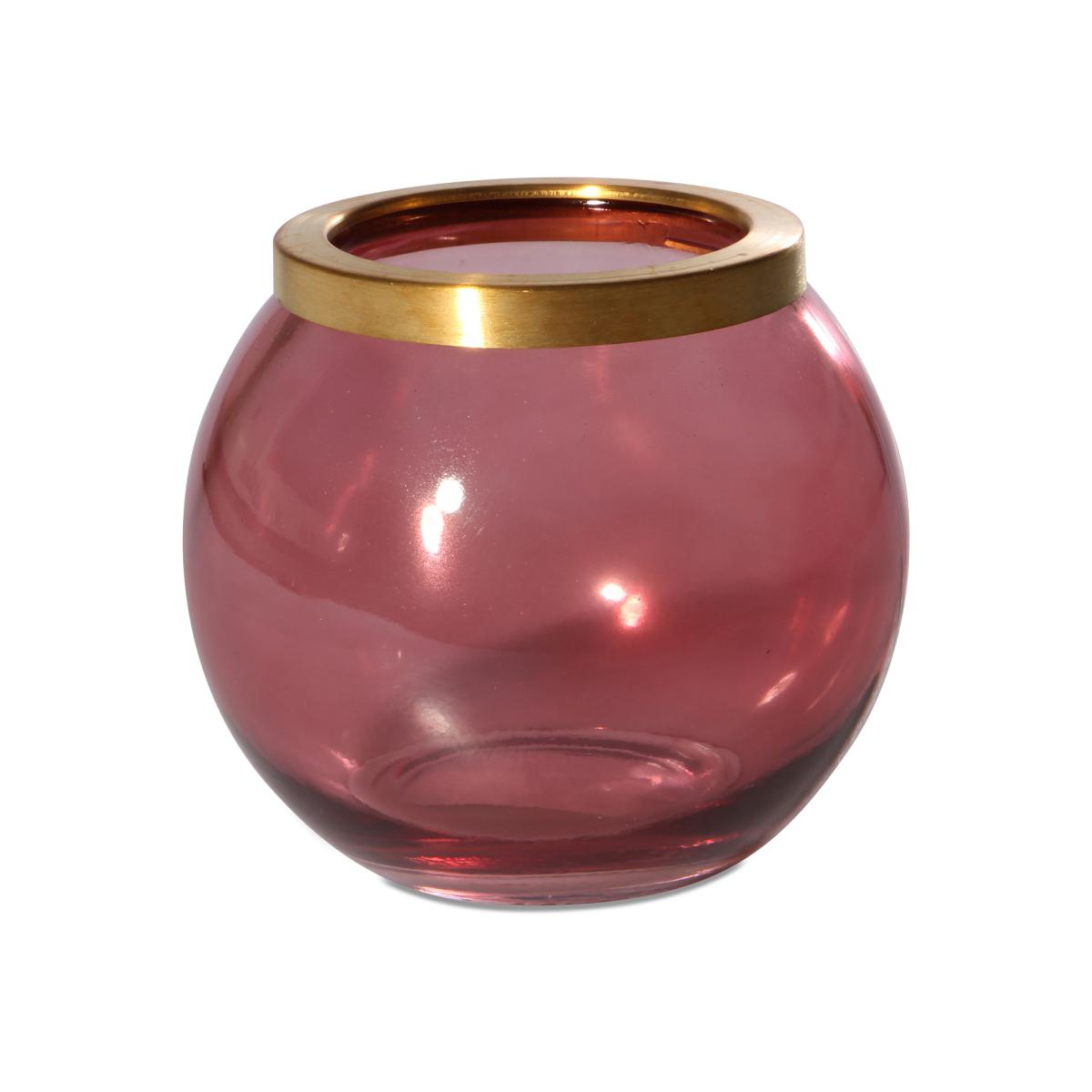 Teelichtglas bauchig mit Goldrand