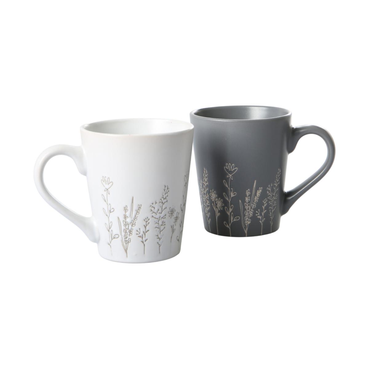 Keramik-Tasse 12oz mit Muster weiß/grau Mix
