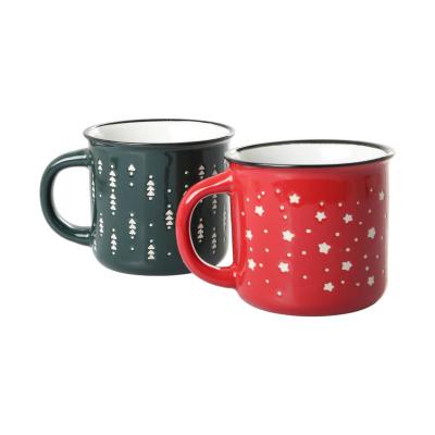 Keramik-"Glühwein"-Tasse 12oz rot/grün Mix