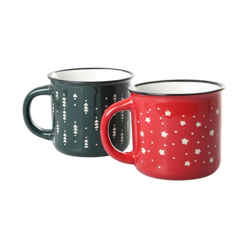 Keramik-"Glühwein"-Tasse 12oz rot/grün Mix