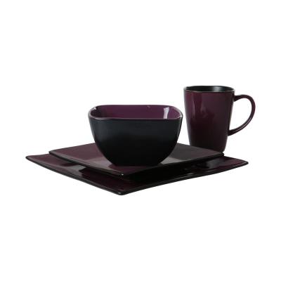 Keramik-Teller quadratisch aubergine