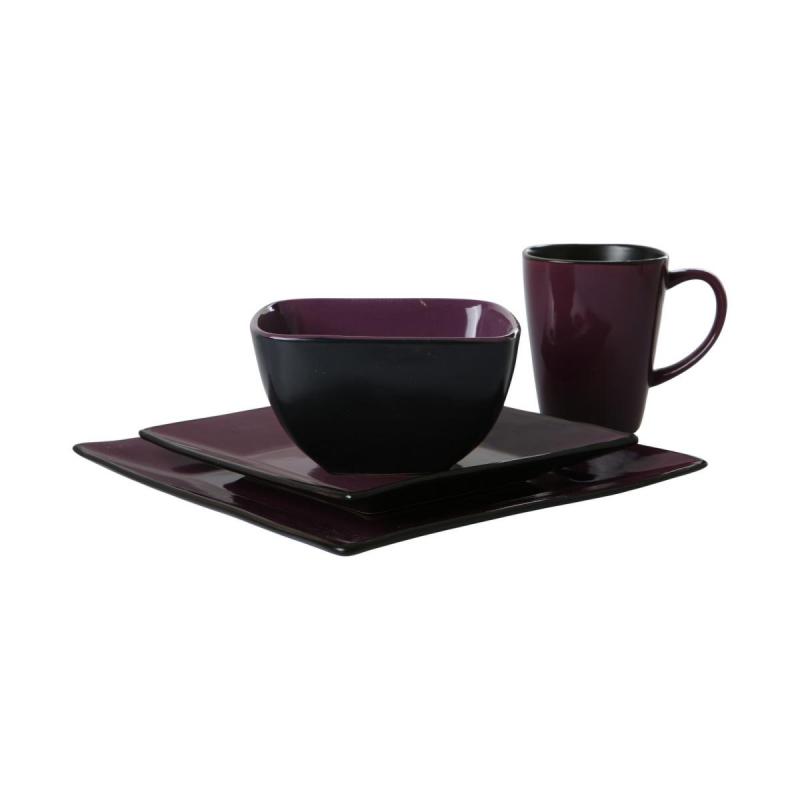 Keramik-Teller quadratisch aubergine