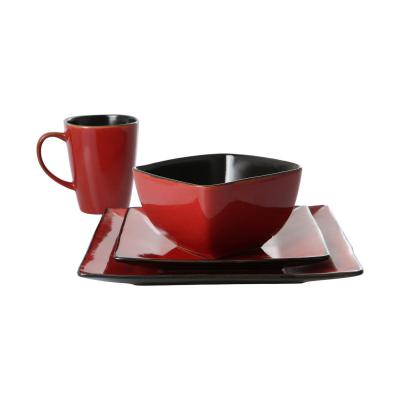 Keramik-Tasse 16oz quadratisch rot