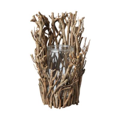 Teeholz Vase mit Glas