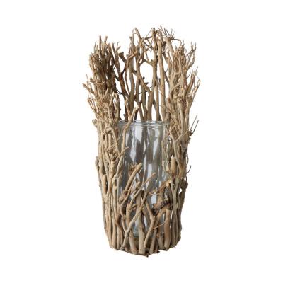 Teeholz Vase mit Glas