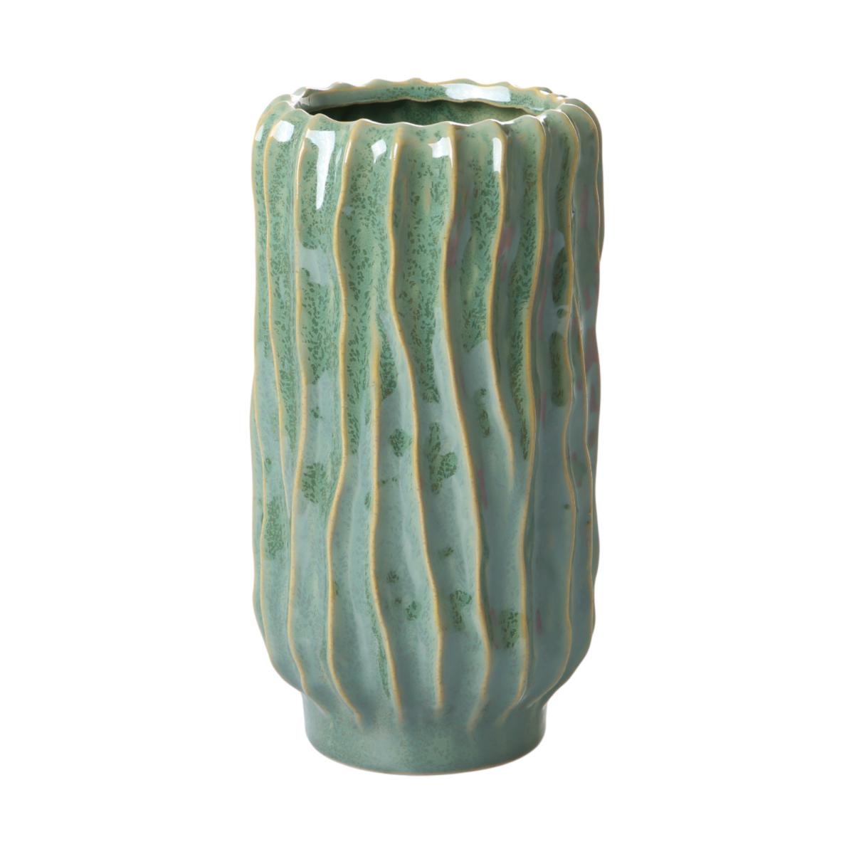 Vase mit Rillen gr&uuml;n