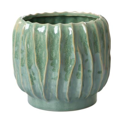 Topf bauchig mit Rillen gr&uuml;n