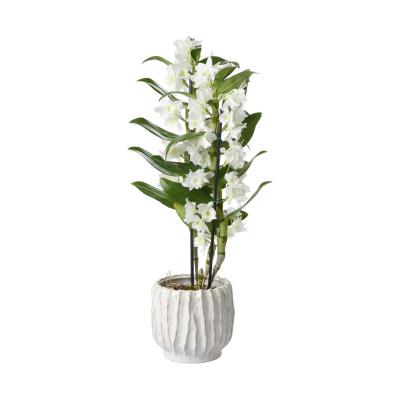 Topf bauchig mit Rillen wei&szlig;