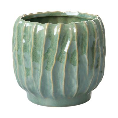 Topf bauchig mit Rillen gr&uuml;n