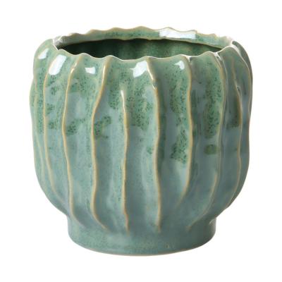 Topf bauchig mit Rillen gr&uuml;n