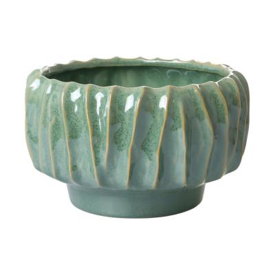 Schale bauchig mit Rillen gr&uuml;n