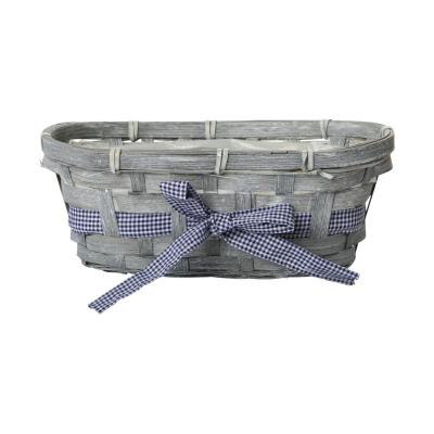 Pflanzschale mit Schleife - grau