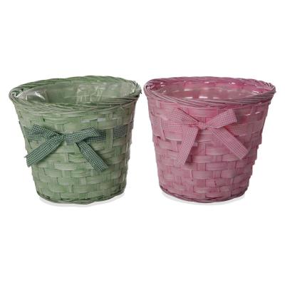 Pflanzkorb mit Schleife - Farbmix