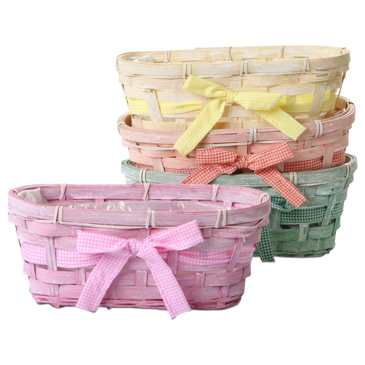 Pflanzkorb mit Schleife - Farbmix