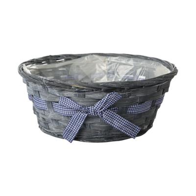 Pflanzschale mit Schleife - grau