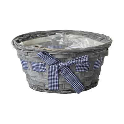 Pflanzschale mit Schleife - grau