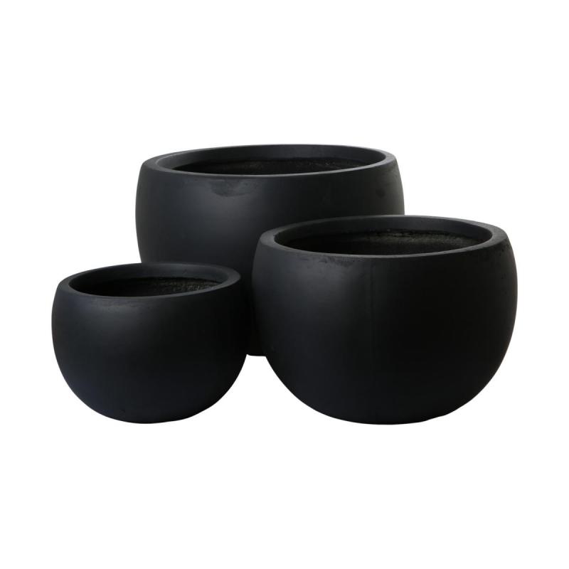 Leichtzement Pflanzk&uuml;bel bauchig anthrazit