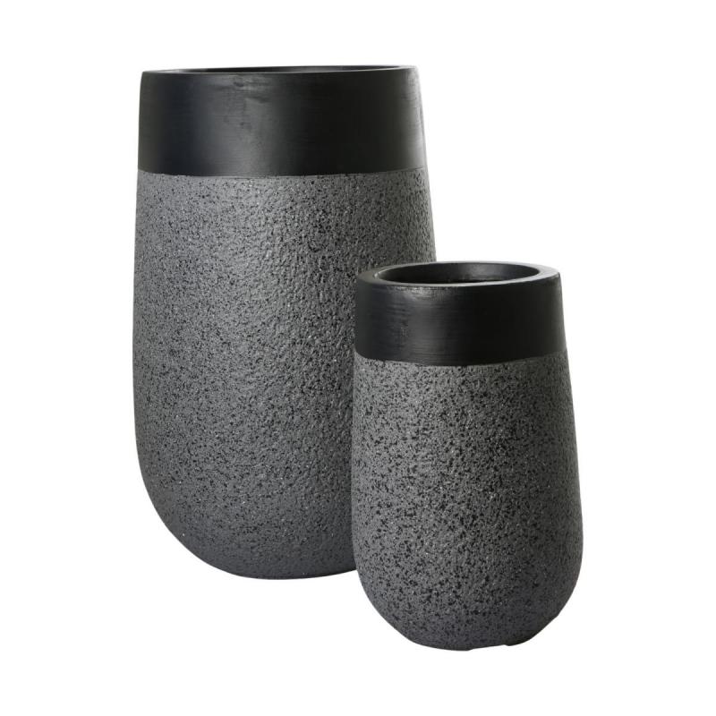 Leichtzement Pflanzgef&auml;&szlig; Anthrazit-Rand