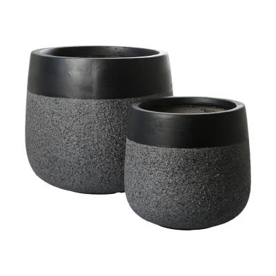 Leichtzement Pflanzk&uuml;bel Anthrazit-Rand