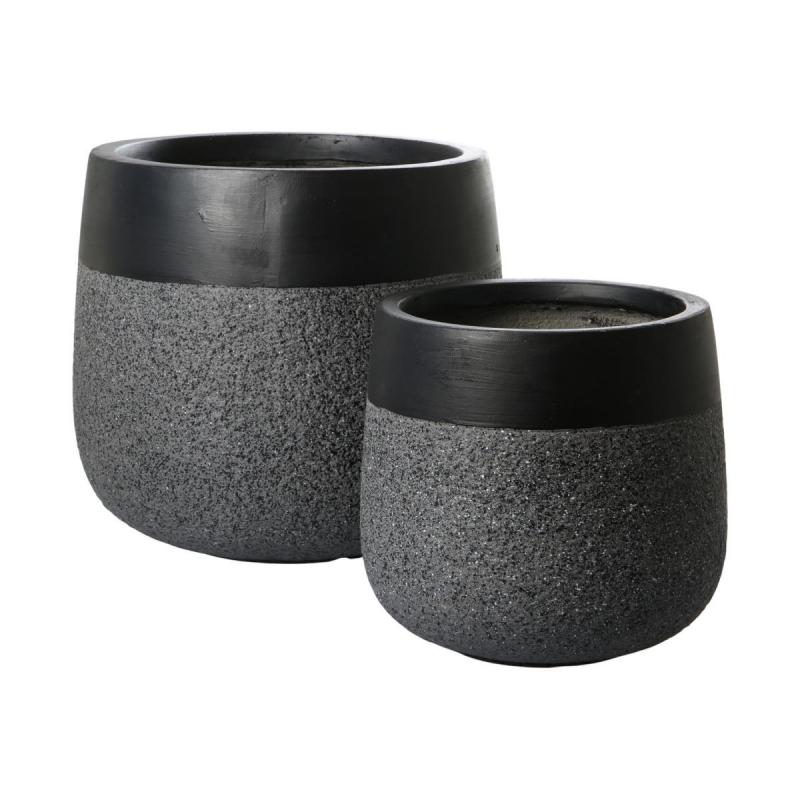 Leichtzement Pflanzk&uuml;bel Anthrazit-Rand