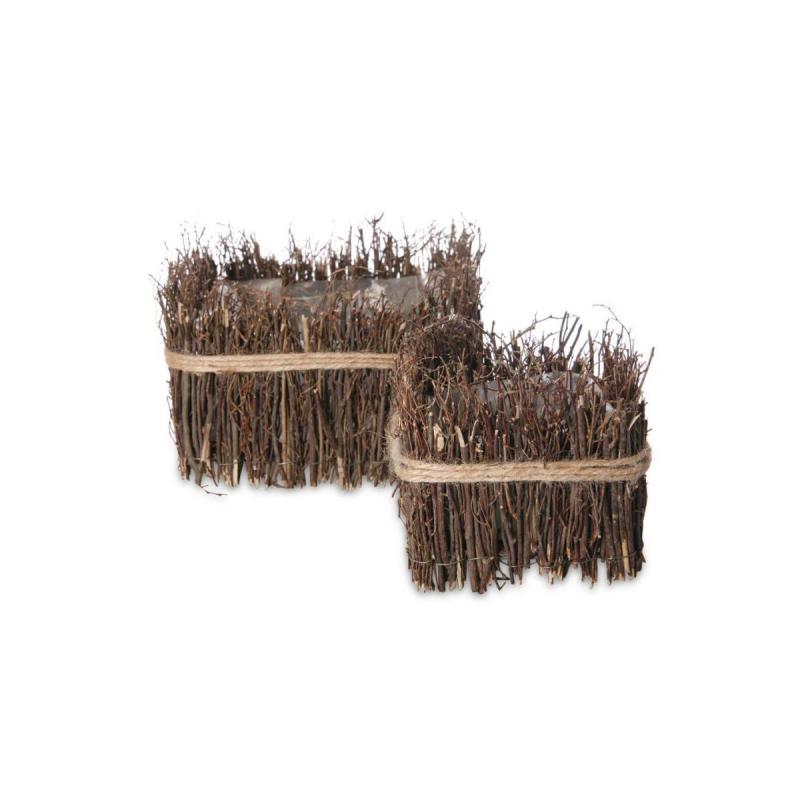 Weidenzweig-Schale quadratisch mit Sisal