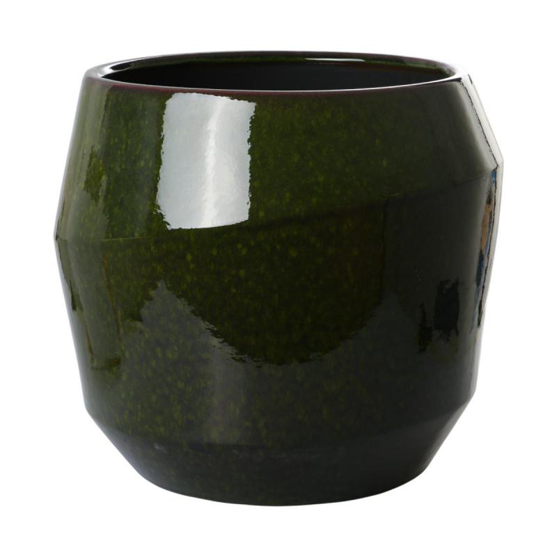 Topf glasiert bauchig gr&uuml;n