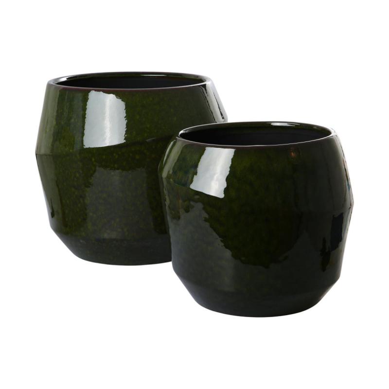 Topf glasiert bauchig gr&uuml;n