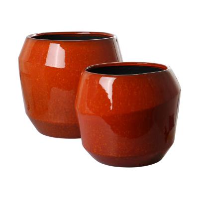 Topf glasiert bauchig orange