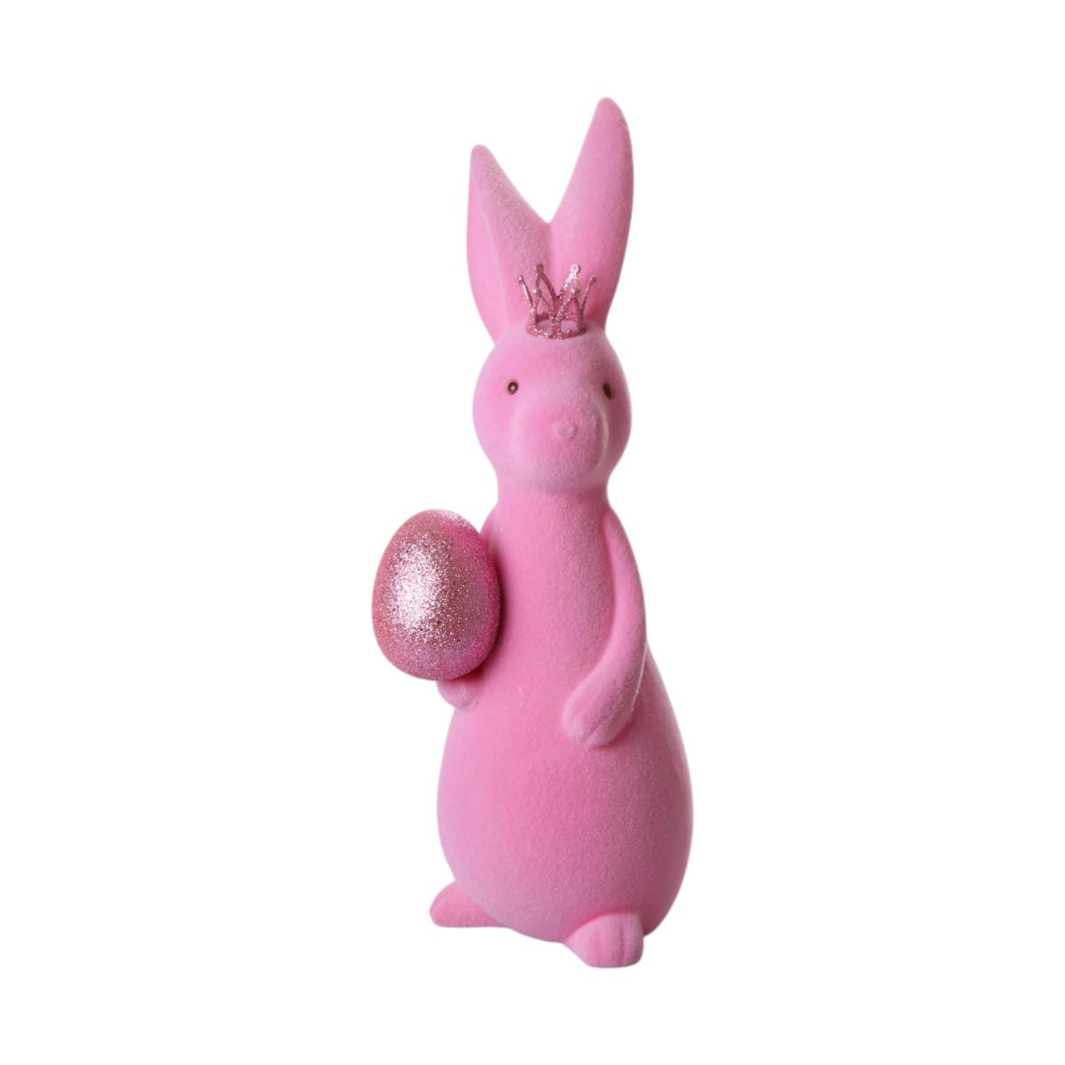 Filz-Hase mit Ei und Krone rosa