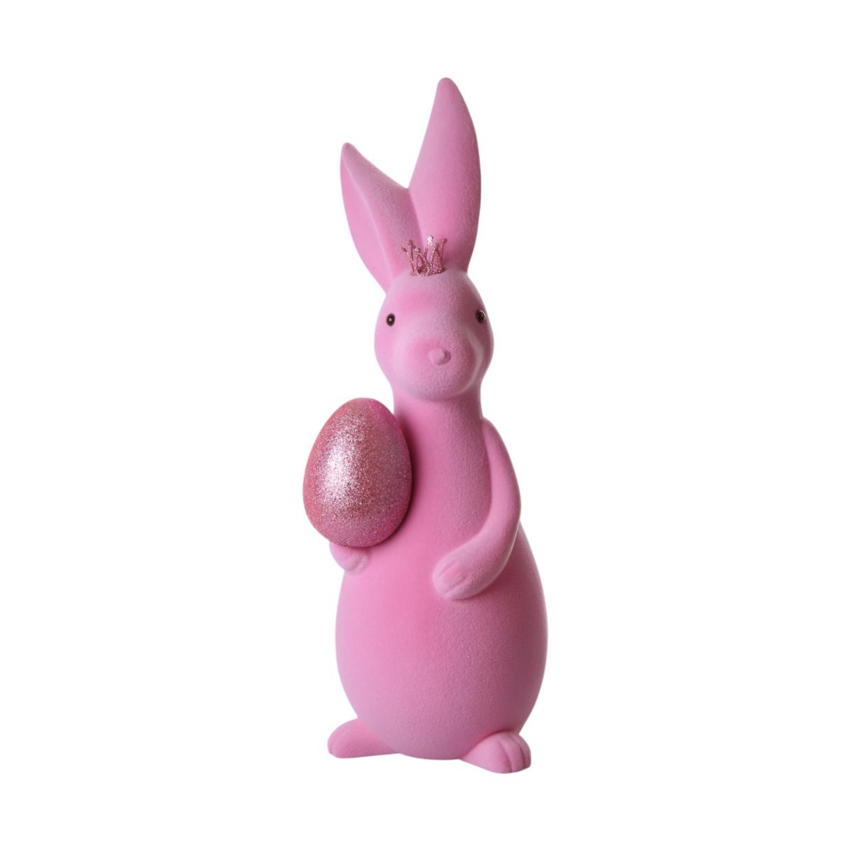Filz-Hase mit Ei und Krone rosa