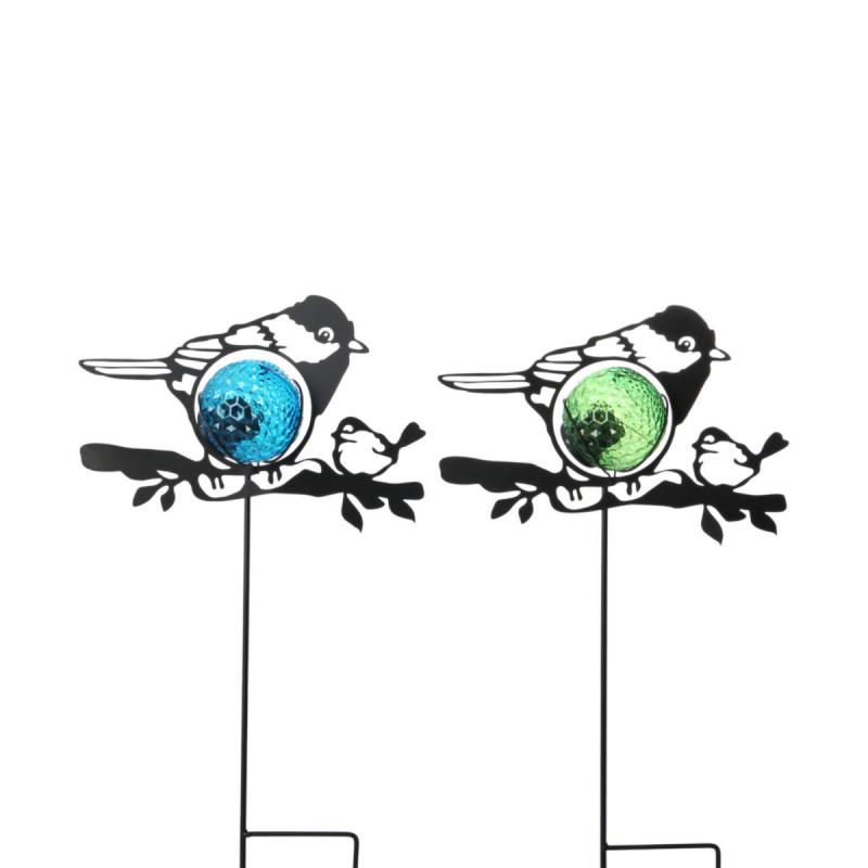 Solarleuchte-Vogel am Stick Farbmix