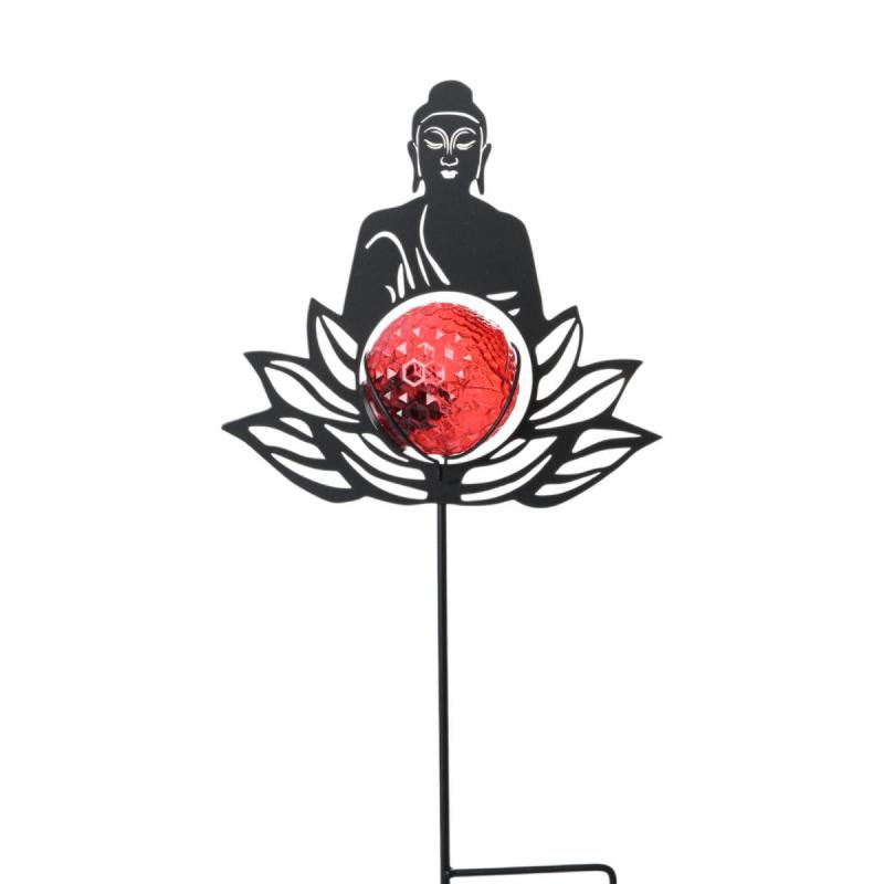 Solarleuchte-Buddha am Stick Farbmix