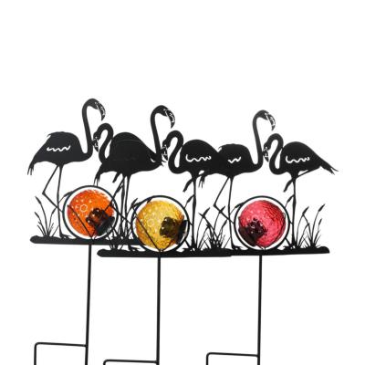 Solarleuchte-Flamingos am Stick Farbmix