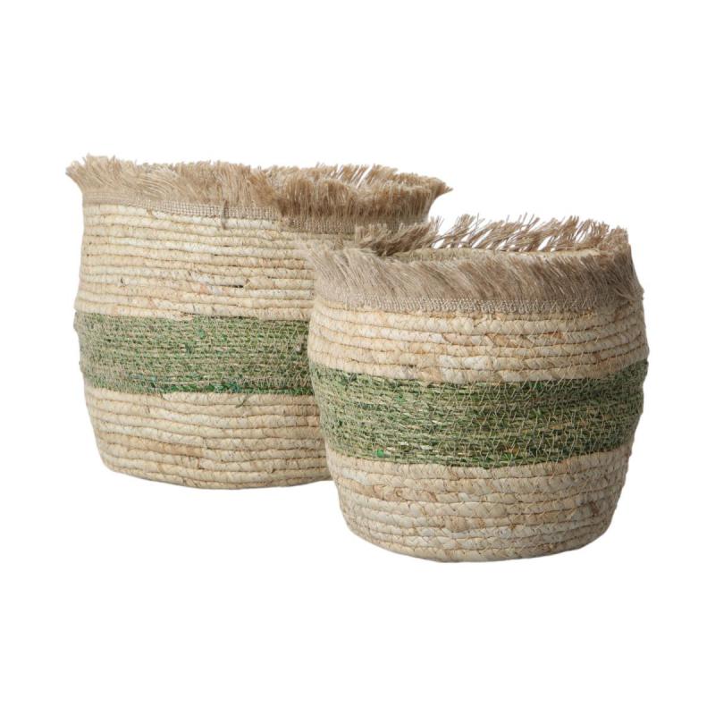 Korb bauchig mit Fransen