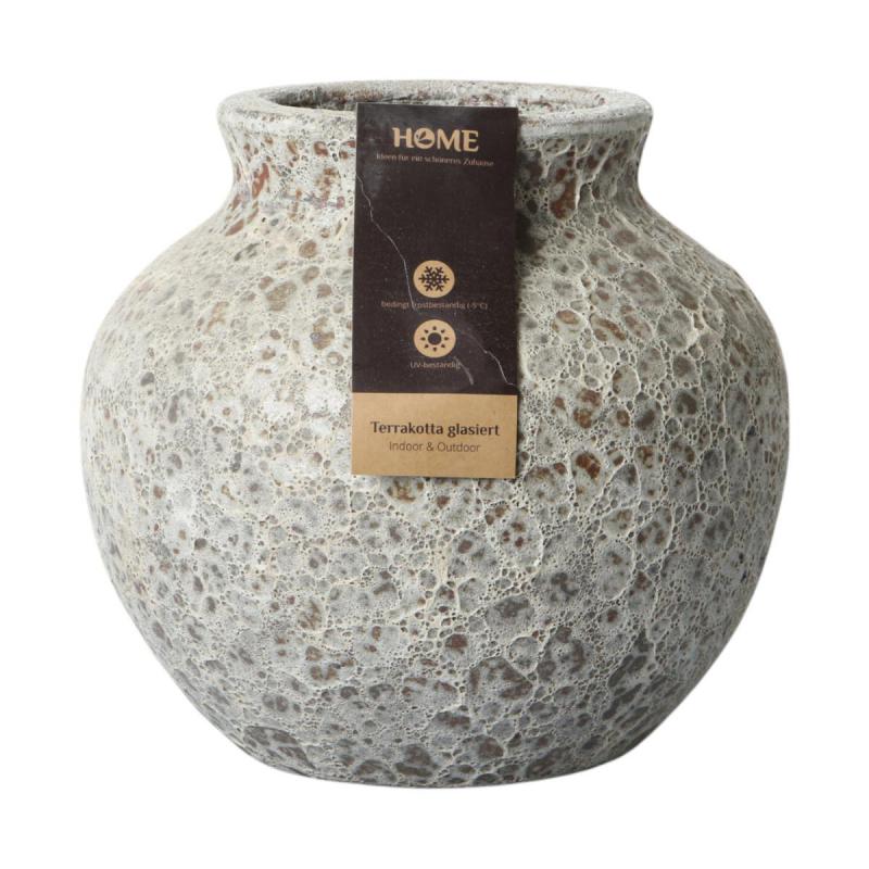 Outdoor Vase glasiert Bubble White