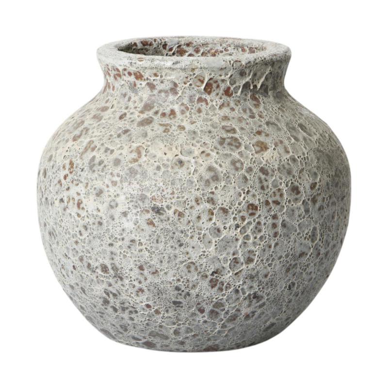 Outdoor Vase glasiert Bubble White