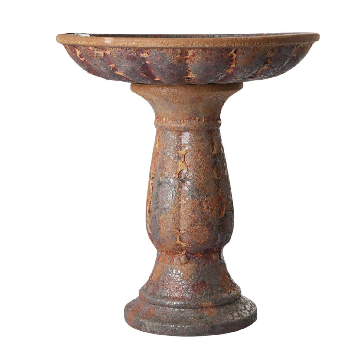 Dekoschale auf Sockel glasiert Bubble Rust